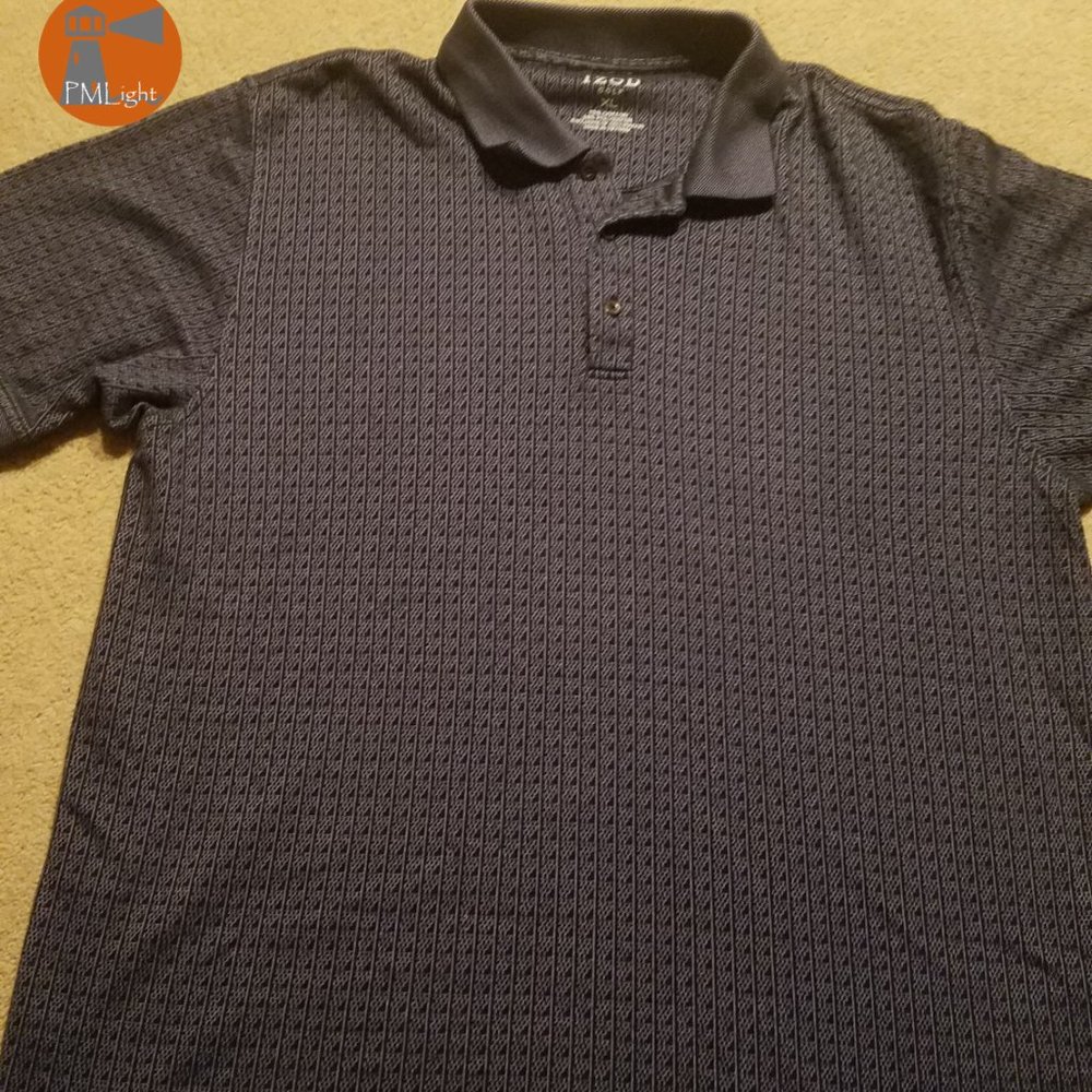Izod Golf XL Polo Blue/Grey Short Sleeve Geometric Pattern